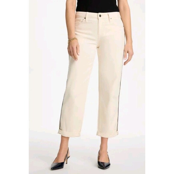 Chico's Denim - NWT Chico’s Boyfriend Crop Jeans Cream Denim Stretch Pants Piping Detail 2 US 12